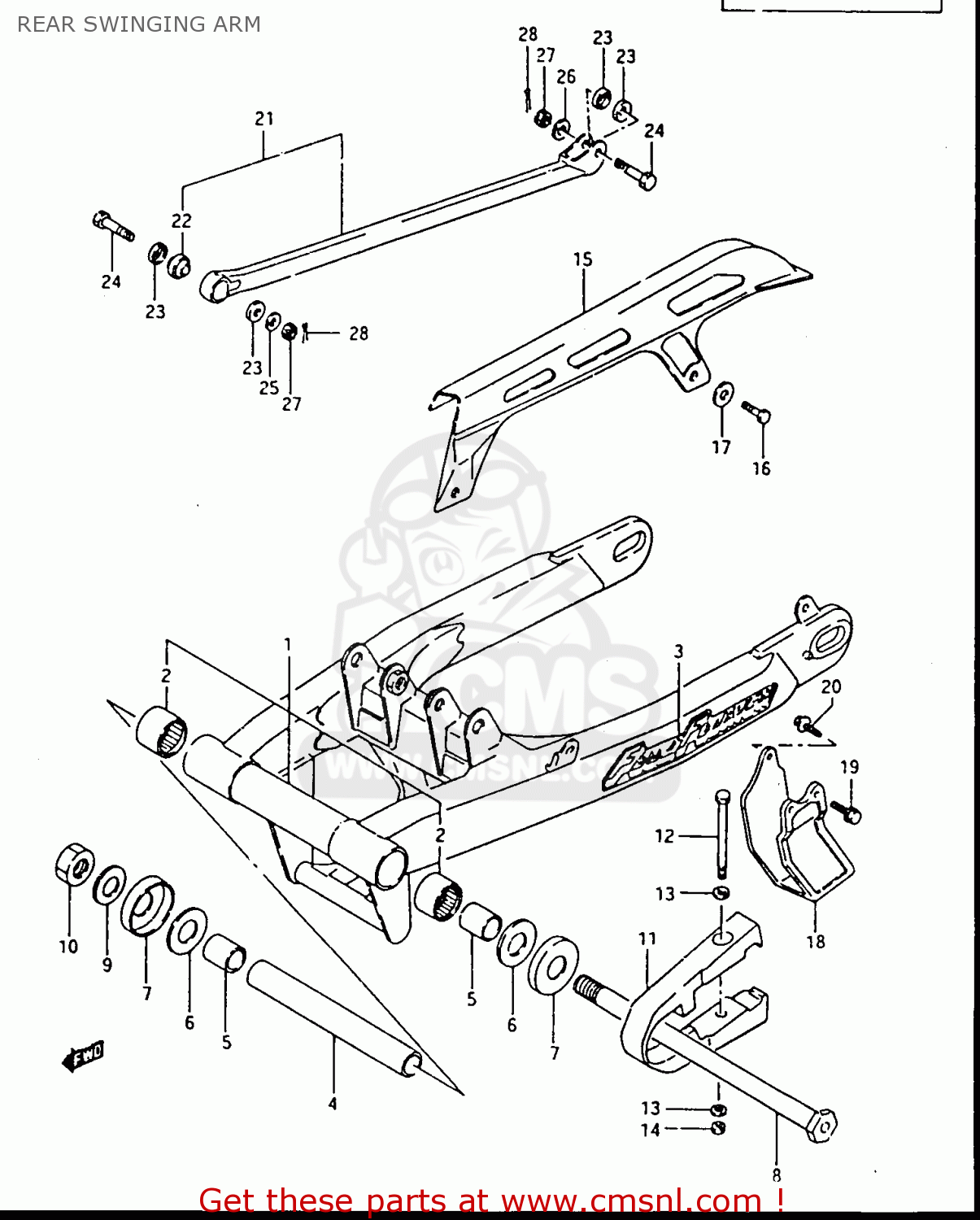 REAR SWINGING ARM DR500R 1986 (G)