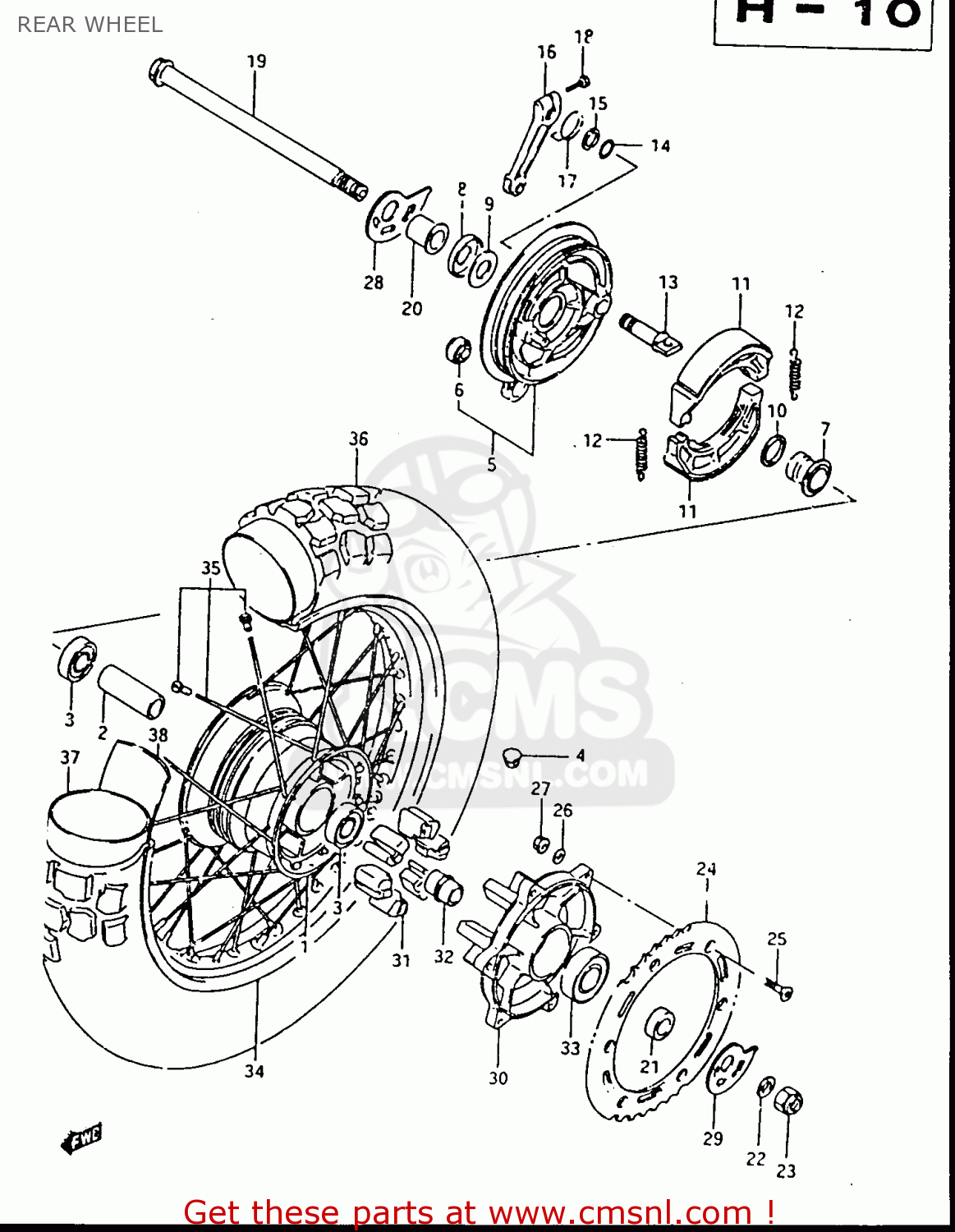 REAR WHEEL DR500R 1986 (G)