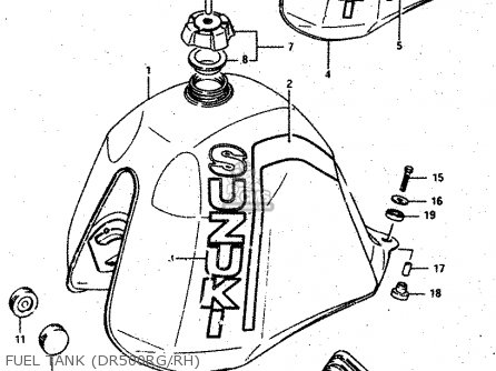 FUEL TANK (DR500RG/RH) - DR500R 1986 (G)