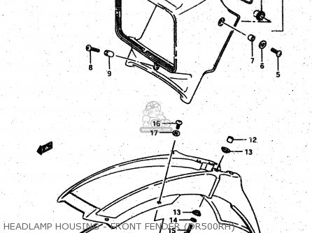 HEADLAMP HOUSING - FRONT FENDER (DR500RH) - DR500R 1986 (G)