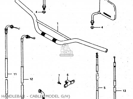 HANDLEBAR - CABLE (MODEL G/H) - DR500R 1986 (G)