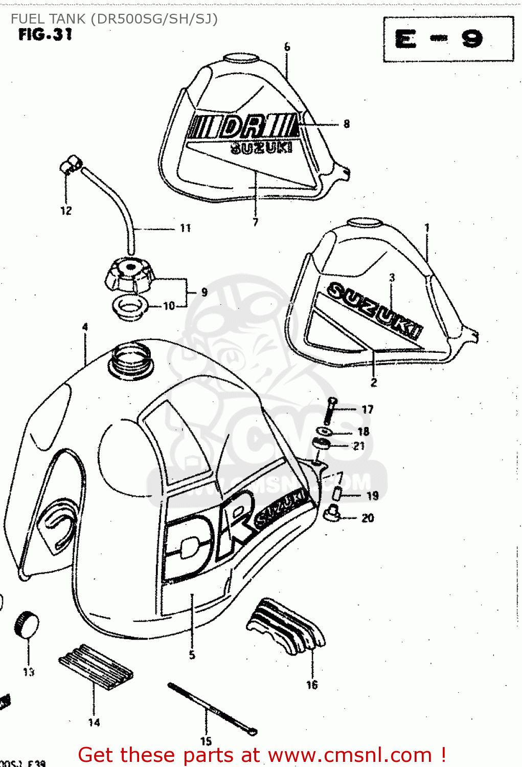 FUEL TANK (DR500SG/SH/SJ) DR500R 1987 (H)