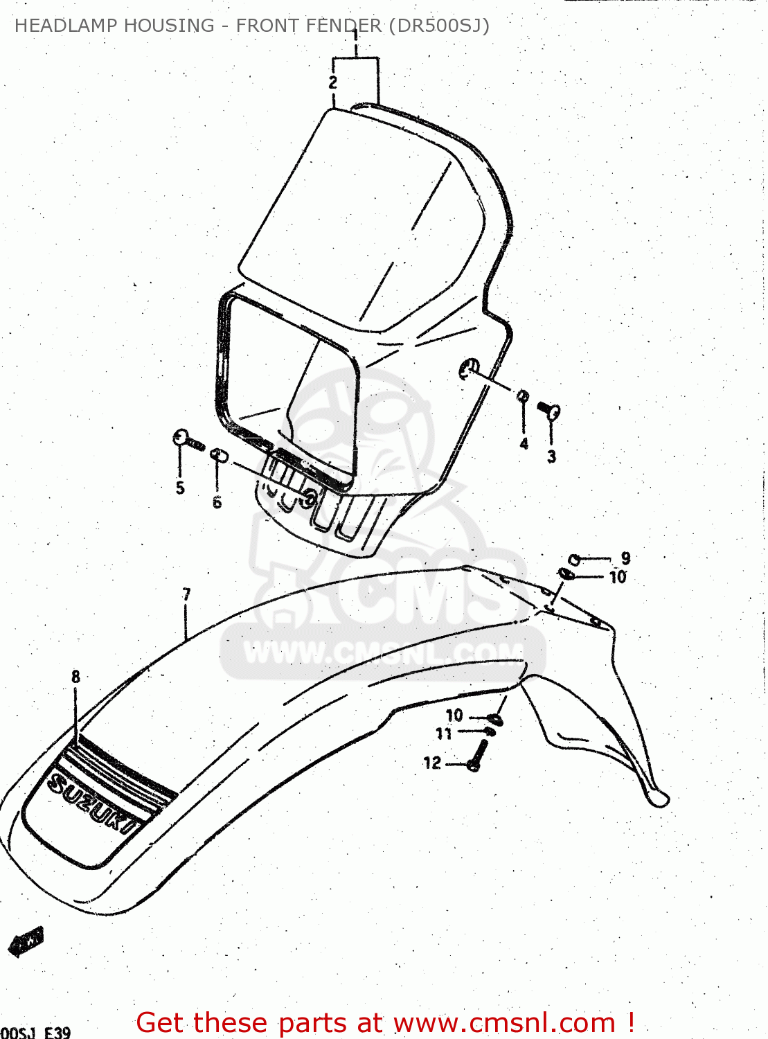 HEADLAMP HOUSING - FRONT FENDER (DR500SJ) DR500R 1987 (H)