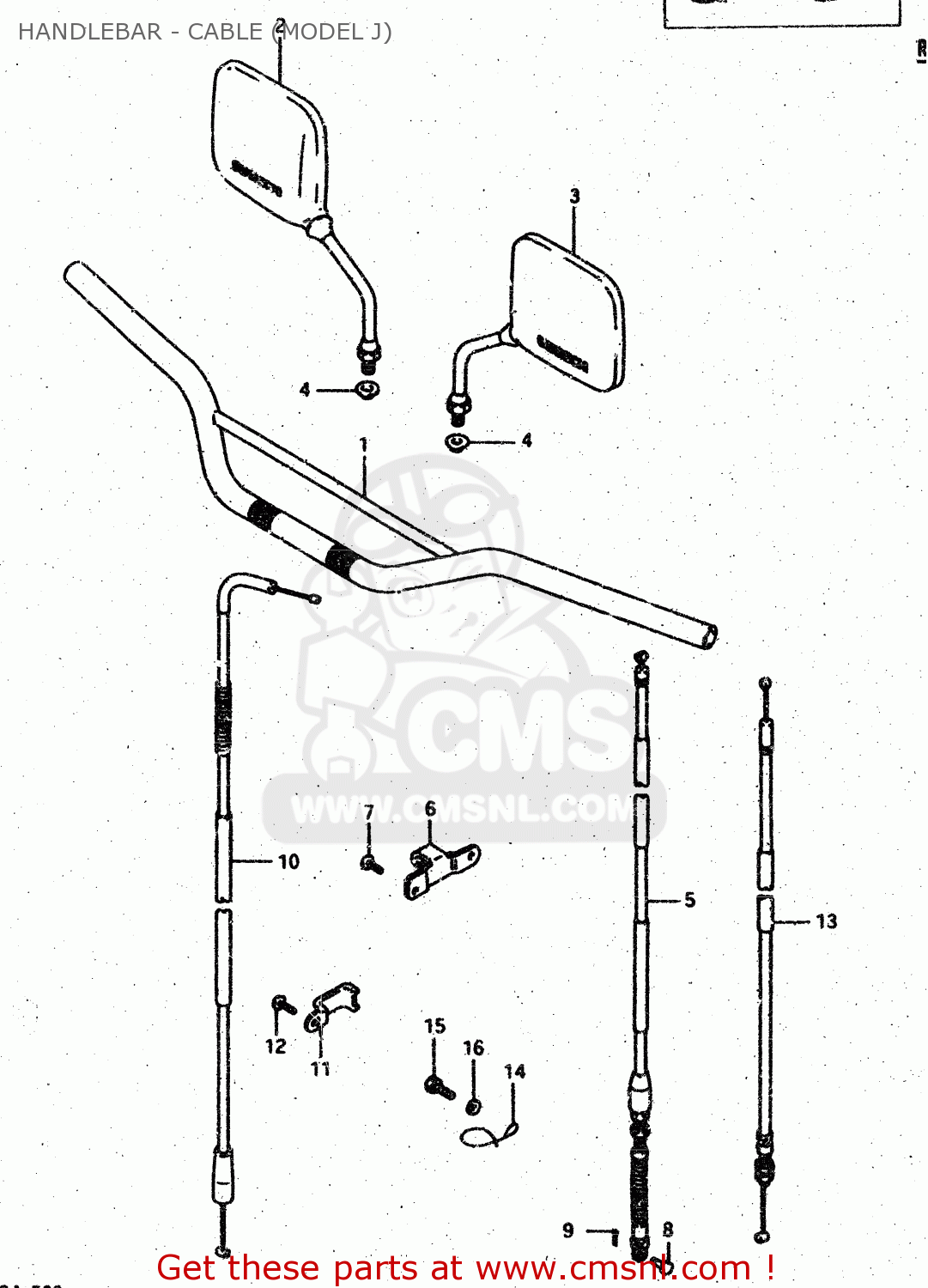 HANDLEBAR - CABLE (MODEL J) DR500R 1987 (H)