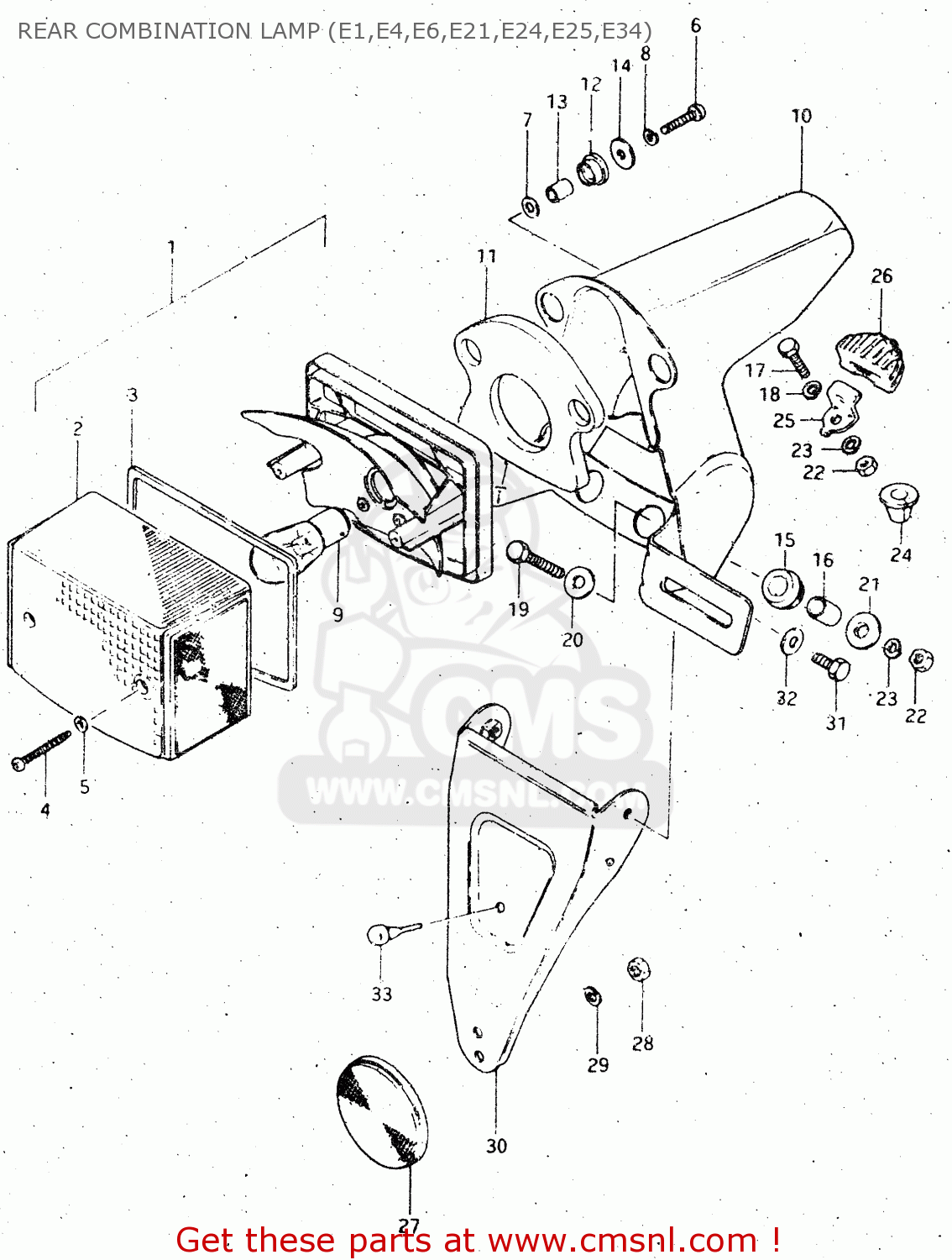 REAR COMBINATION LAMP (E1,E4,E6,E21,E24,E25,E34) DR500S 1983 (D)