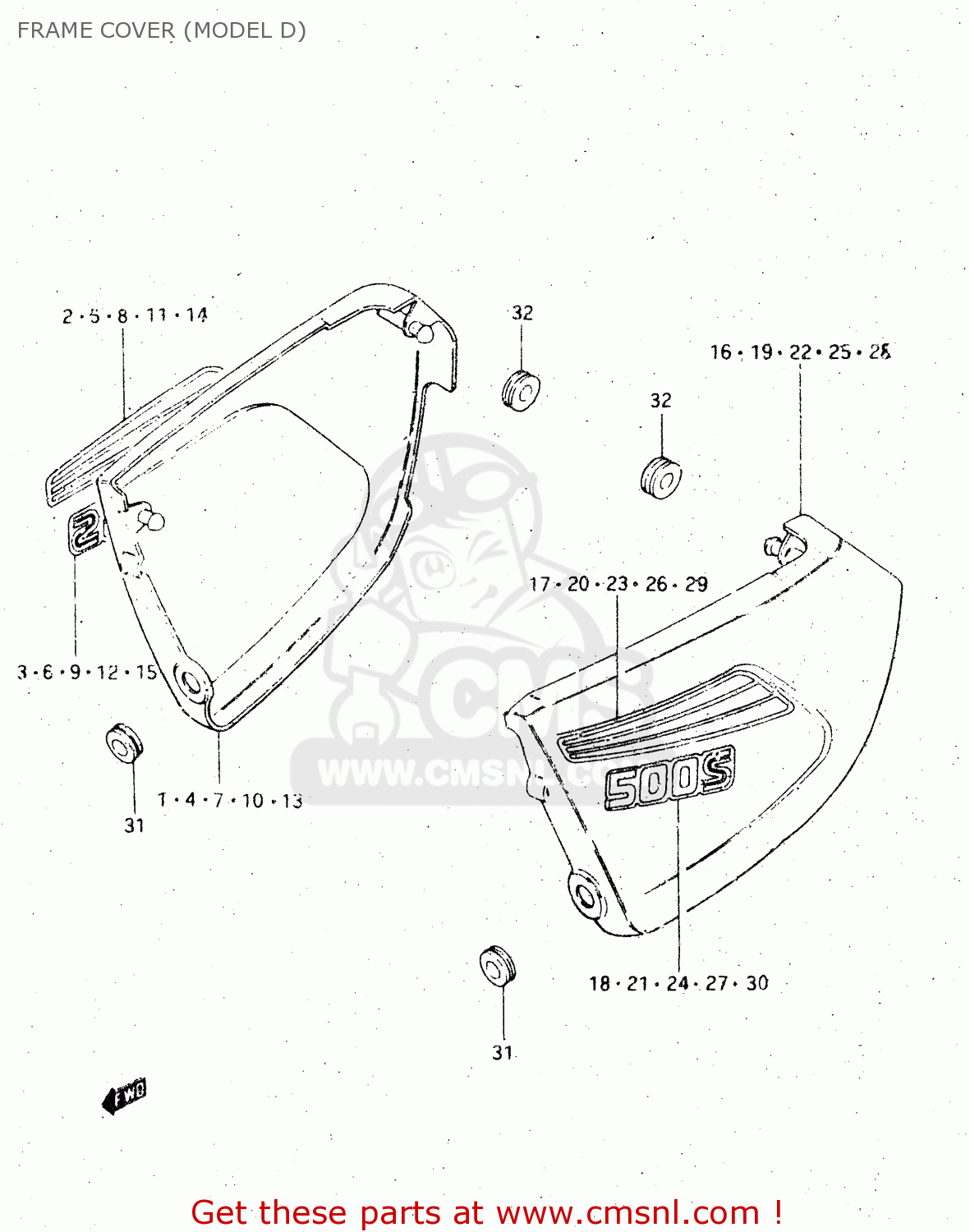 FRAME COVER (MODEL D) DR500S 1983 (D)