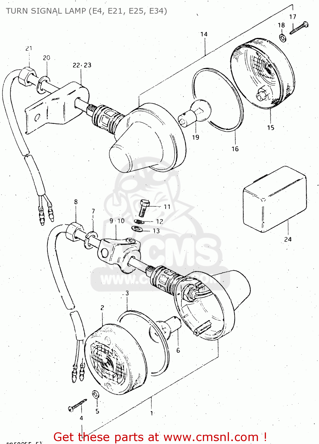 TURN SIGNAL LAMP (E4, E21, E25, E34) DR500S 1984 (E)