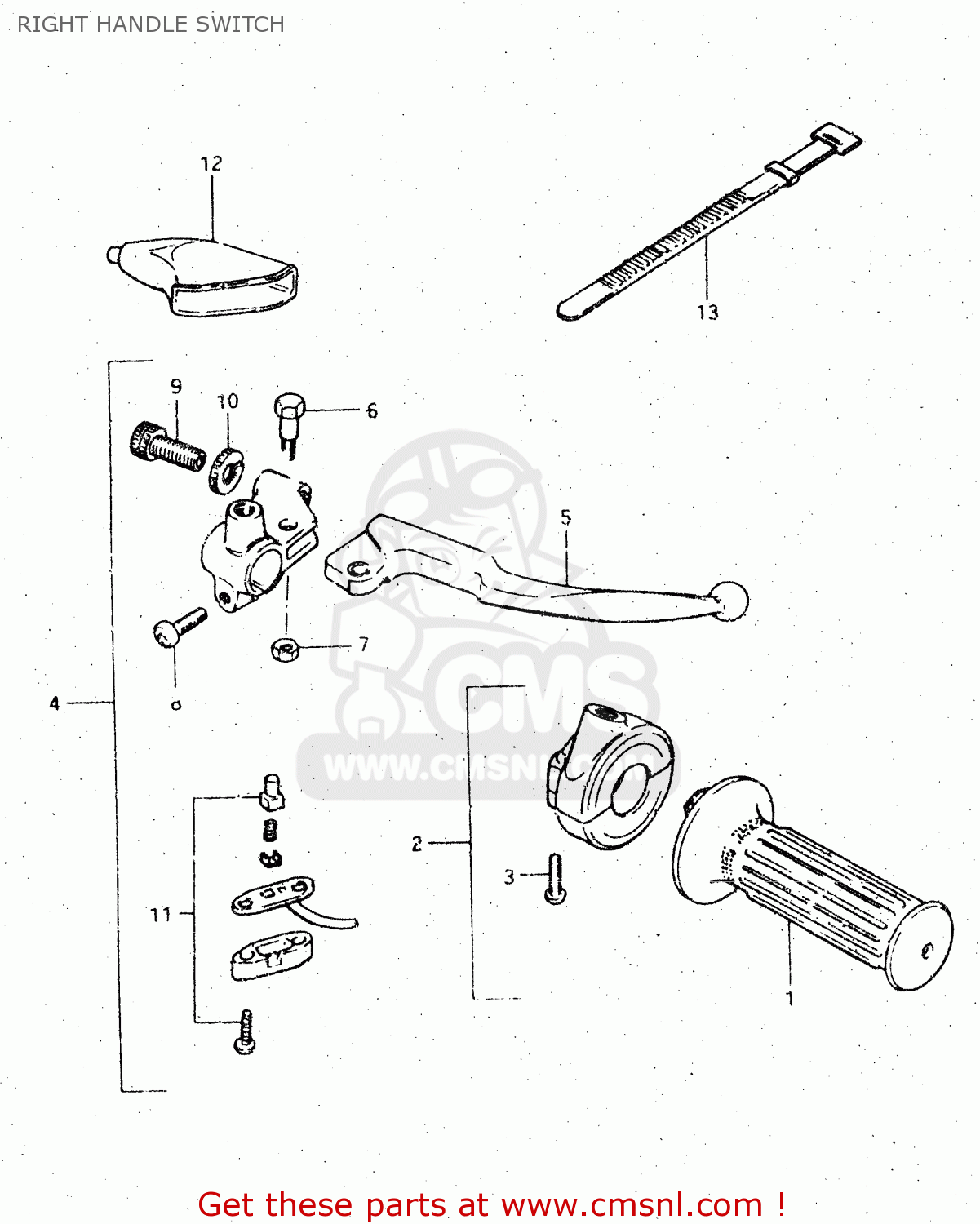 RIGHT HANDLE SWITCH DR500S 1984 (E)