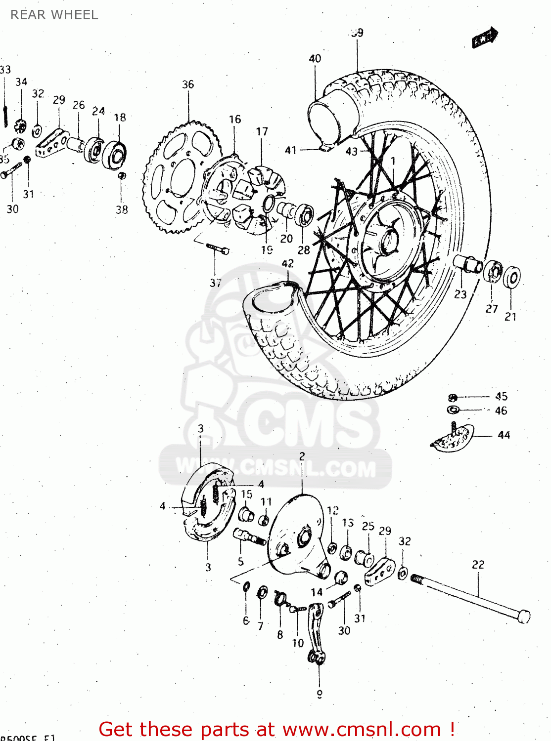 REAR WHEEL DR500S 1984 (E)