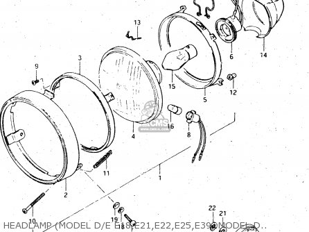 HEADLAMP (MODEL D/E E18,E21,E22,E25,E39, MODEL D E34) - DR500S 1984 (E)