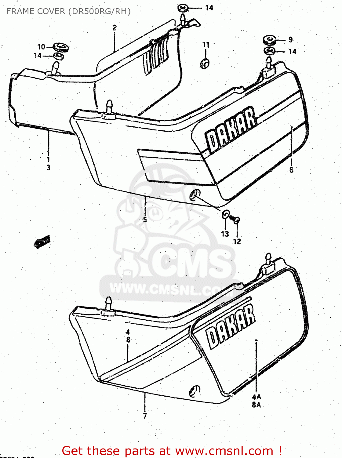 FRAME COVER (DR500RG/RH) DR500S 1986 (G)