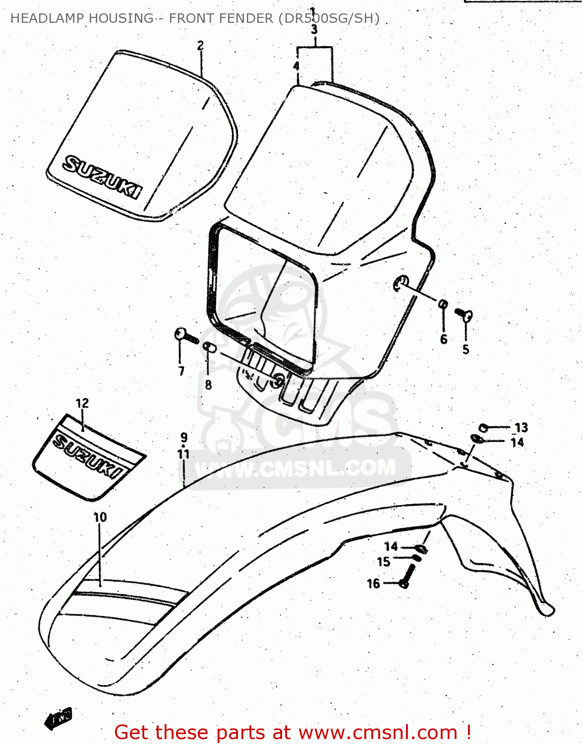 HEADLAMP HOUSING - FRONT FENDER (DR500SG/SH) DR500S 1986 (G)