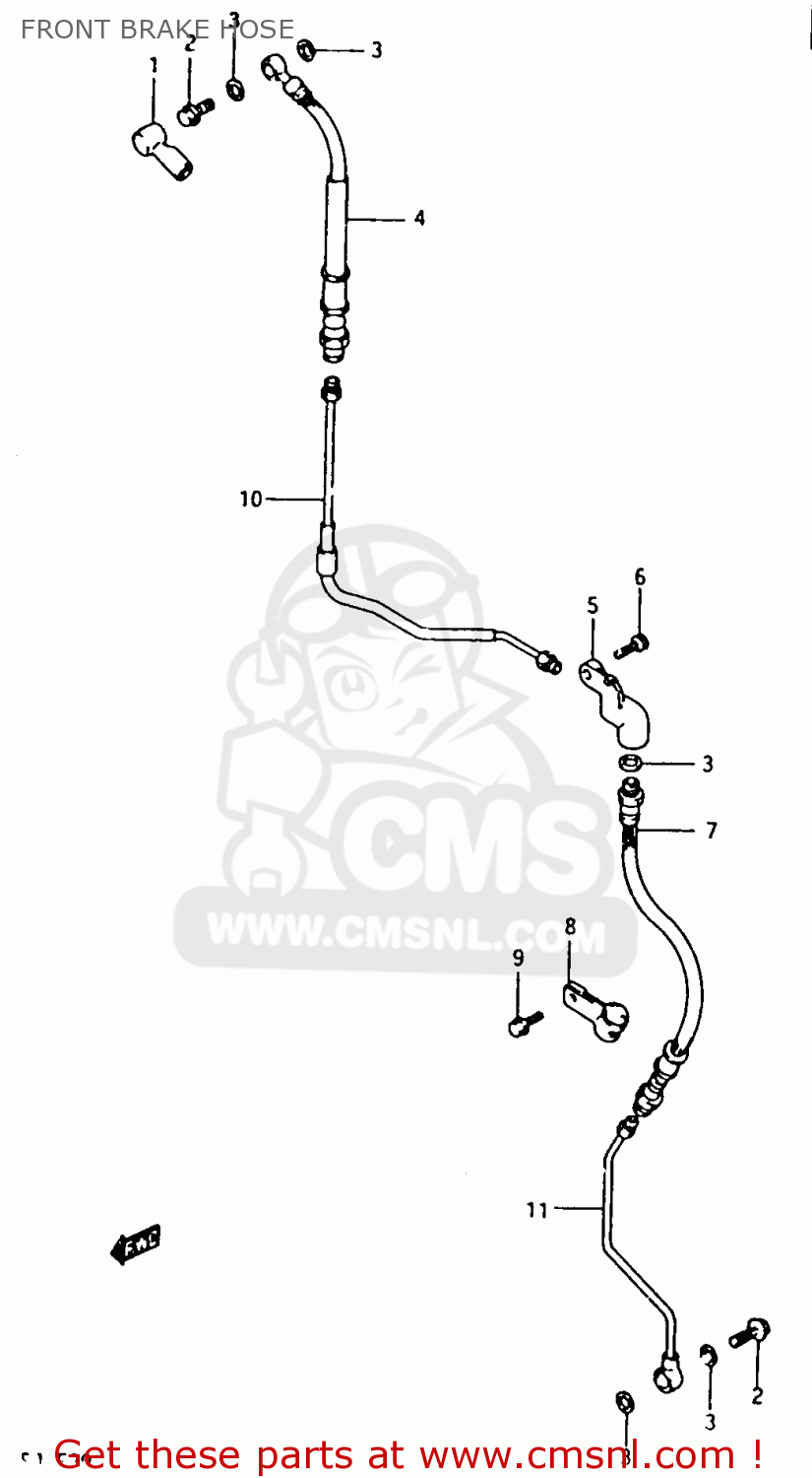 FRONT BRAKE HOSE DR500S 1986 (G)