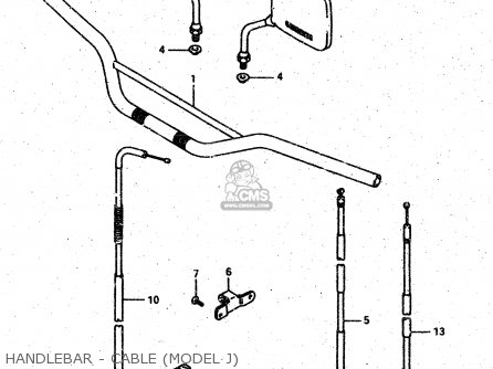 HANDLEBAR - CABLE (MODEL J) - DR500S 1986 (G)