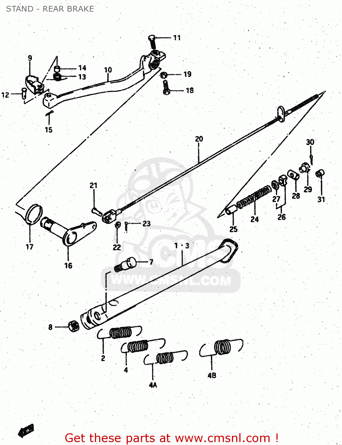 STAND - REAR BRAKE DR500S 1987 (H)