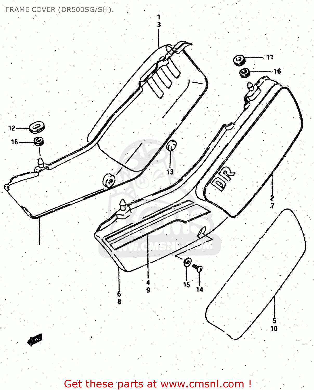 FRAME COVER (DR500SG/SH) DR500S 1987 (H)