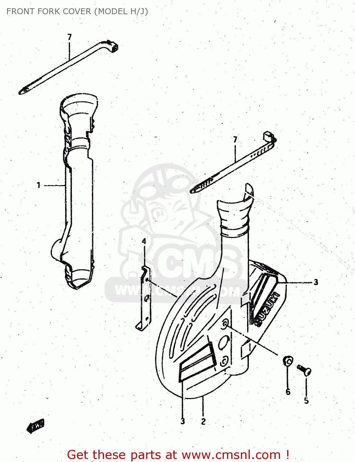 FRONT FORK COVER (MODEL H/J) DR500S 1987 (H)