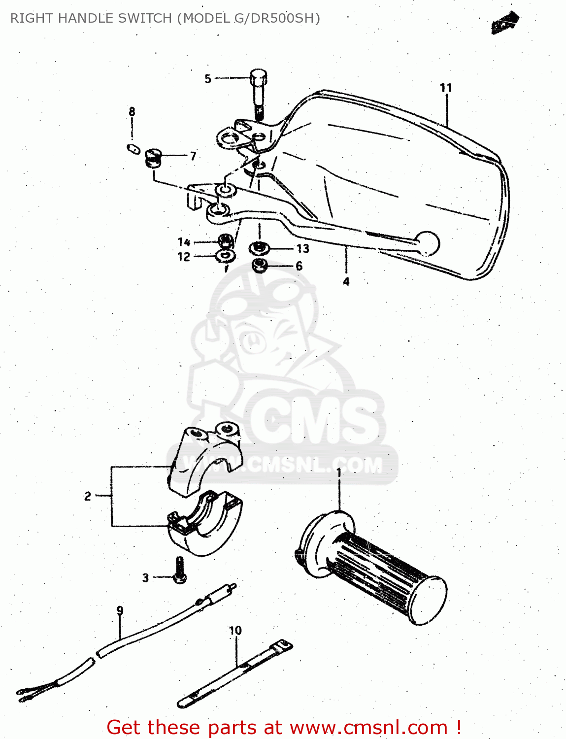 RIGHT HANDLE SWITCH (MODEL G/DR500SH) DR500S 1987 (H)