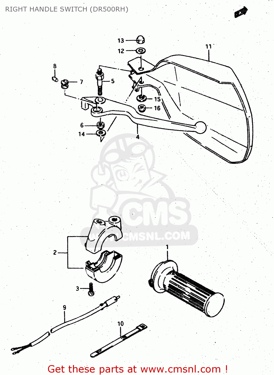 RIGHT HANDLE SWITCH (DR500RH) DR500S 1987 (H)