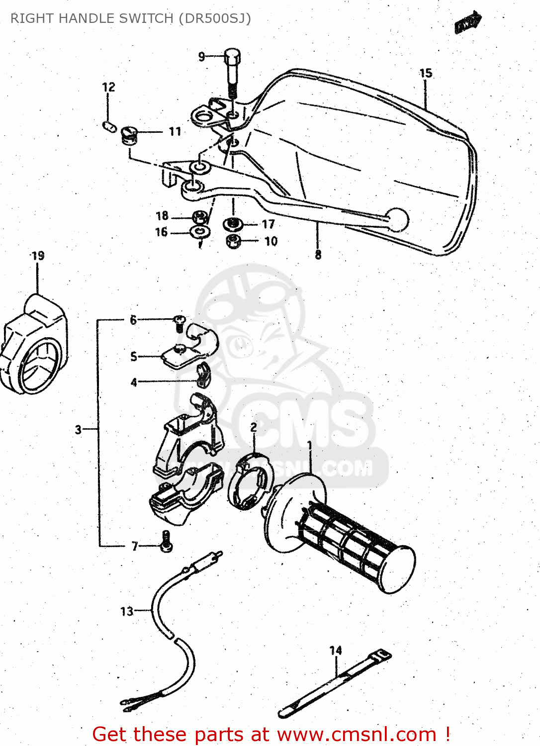 RIGHT HANDLE SWITCH (DR500SJ) DR500S 1987 (H)