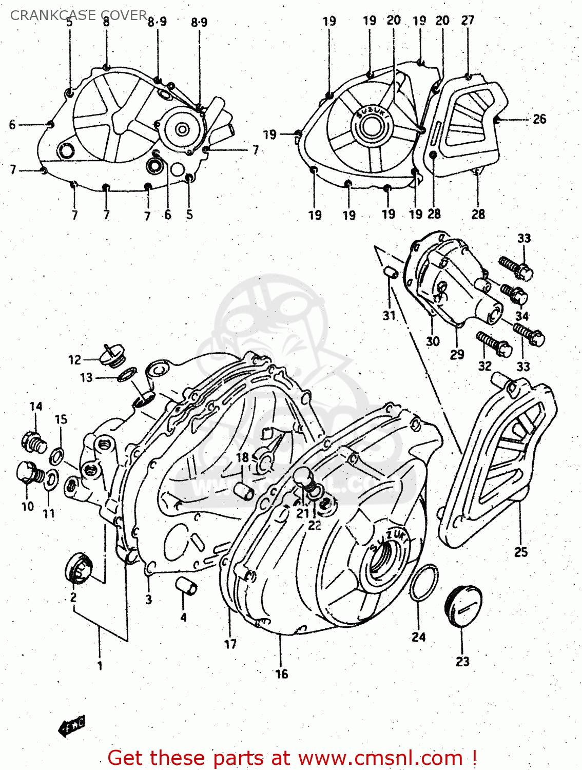 CRANKCASE COVER DR500S 1987 (H)