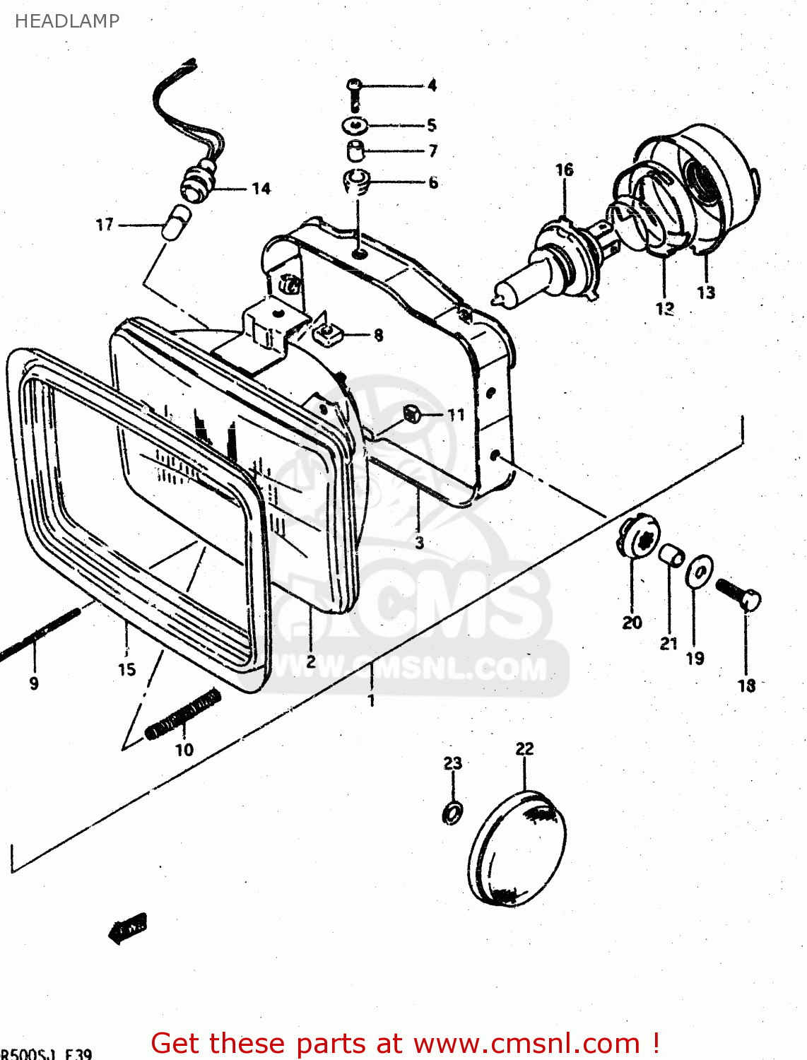HEADLAMP DR500S 1988 (J)