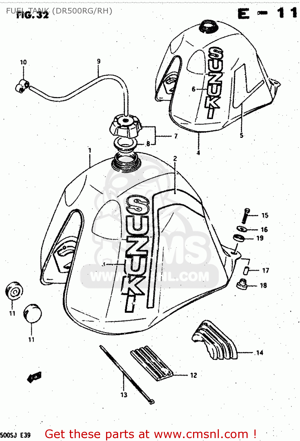 FUEL TANK (DR500RG/RH) DR500S 1988 (J)