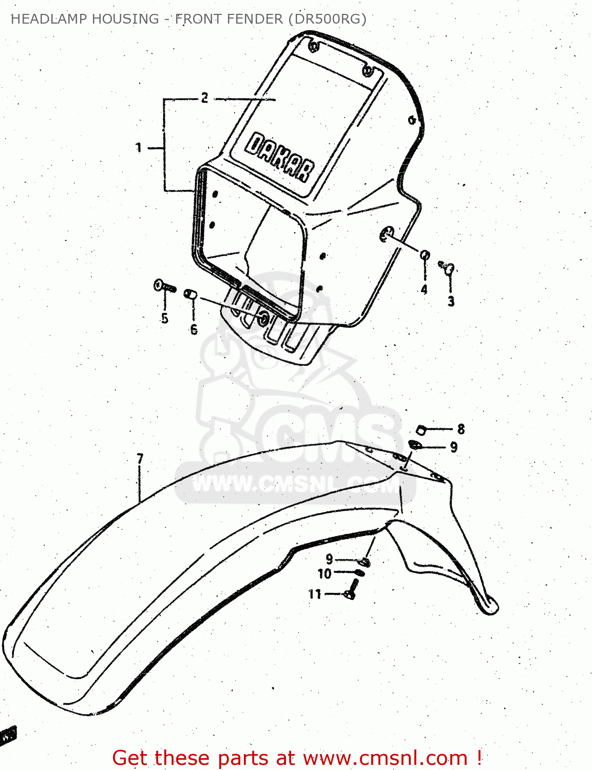 HEADLAMP HOUSING - FRONT FENDER (DR500RG) DR500S 1988 (J)