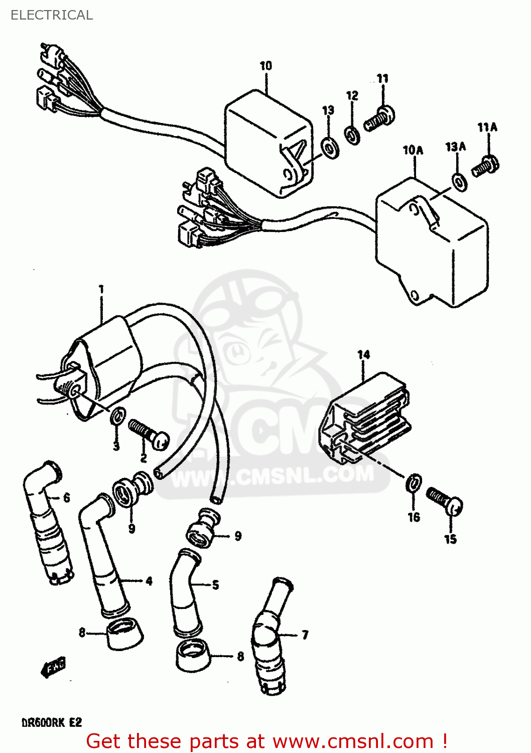 Suzuki Dr600 1986 (rg) Electrical - schematic partsfiche