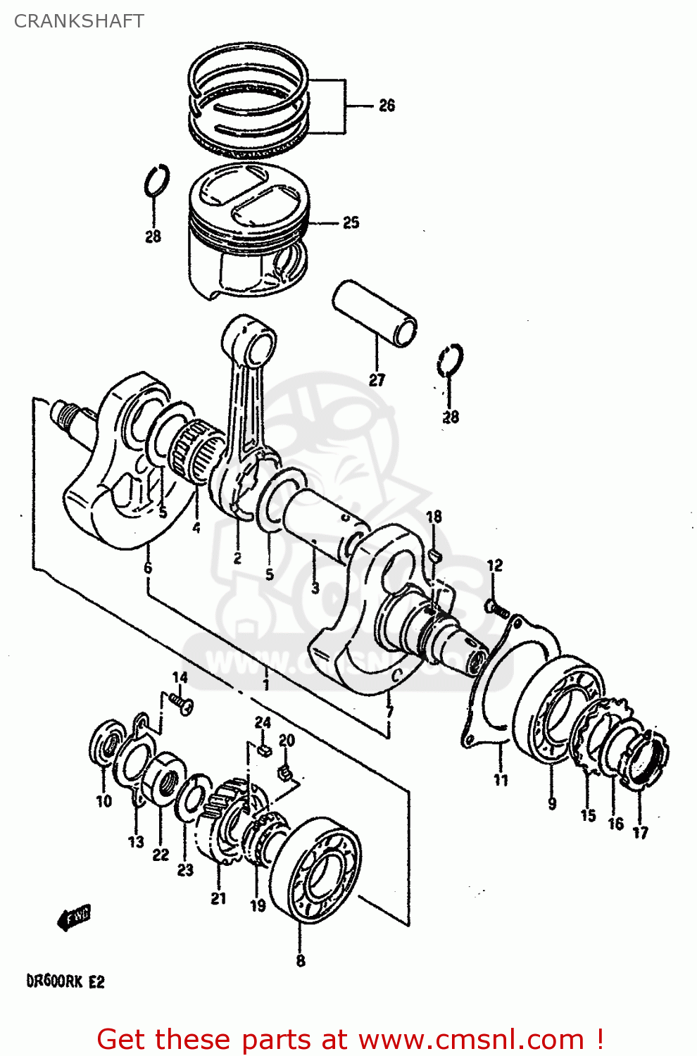 Suzuki DR600R 1986 (G) (E02 E04 E16 E18 E21 E22 E24 E25 E34) CRANKSHAFT ...