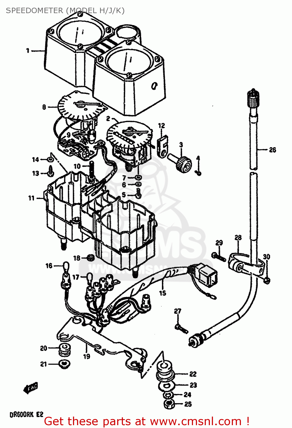 SPEEDOMETER (MODEL H/J/K) DR600R 1986 (G) (E02 E04 E16 E18 E21 E22 E24 E25 E34)