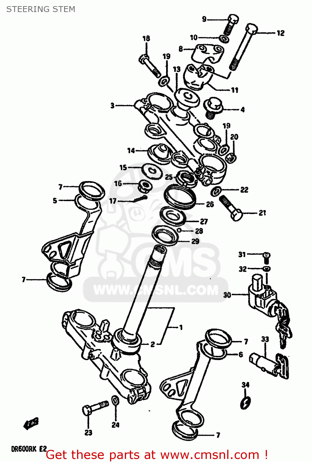 STEERING STEM DR600R 1986 (G) (E02 E04 E16 E18 E21 E22 E24 E25 E34)