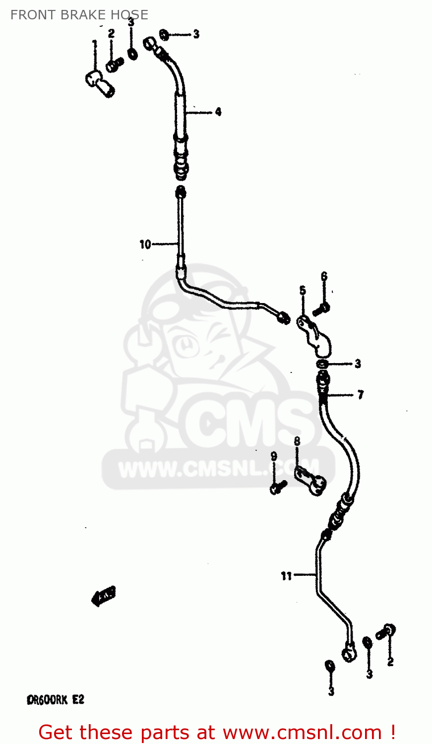 FRONT BRAKE HOSE DR600R 1986 (G) (E02 E04 E16 E18 E21 E22 E24 E25 E34)