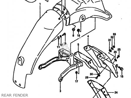 REAR FENDER - DR600R 1986 (G) (E02 E04 E16 E18 E21 E22 E24 E25 E34)