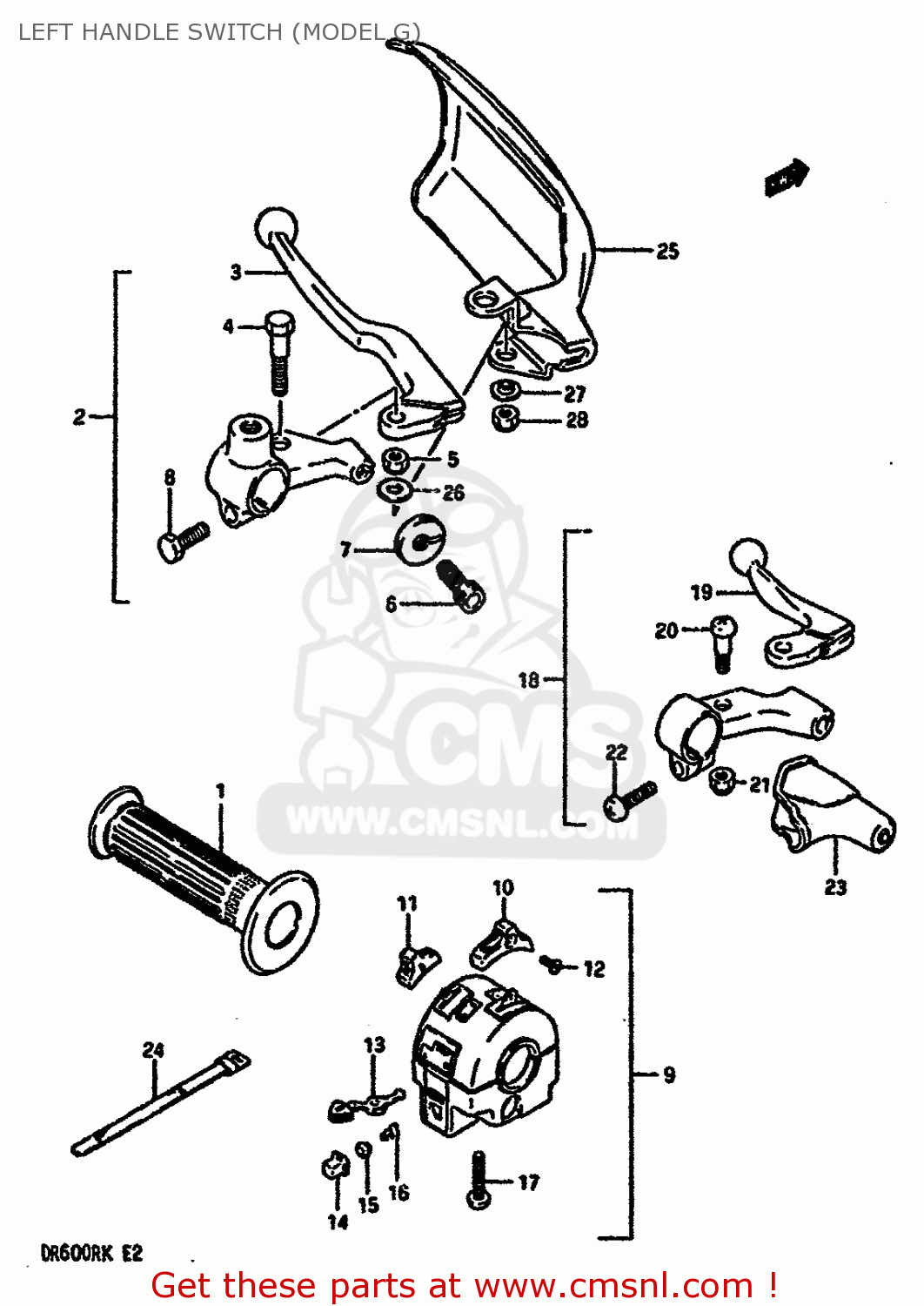 LEFT HANDLE SWITCH (MODEL G) DR600R 1987 (H) (E02 E04 E06 E15 E16 E17 E18 E22 E24 E25 E34 E53