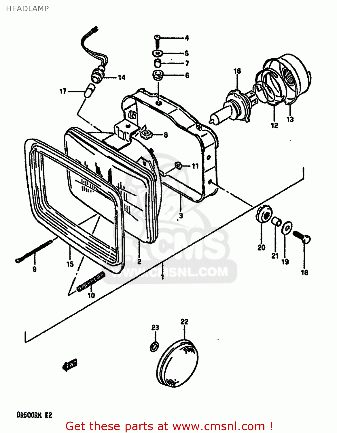 HEADLAMP DR600R 1988 (J) (E02 E04 E06 E15 E16 E17 E18 E22 E24 E25 E34 E53
