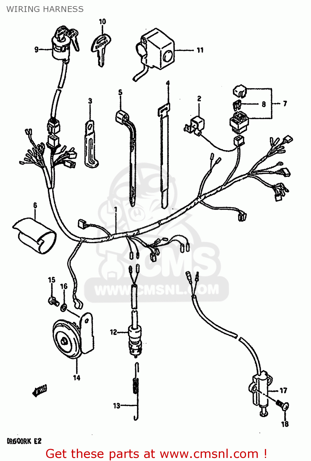 WIRING HARNESS DR600R 1988 (J) (E02 E04 E06 E15 E16 E17 E18 E22 E24 E25 E34 E53