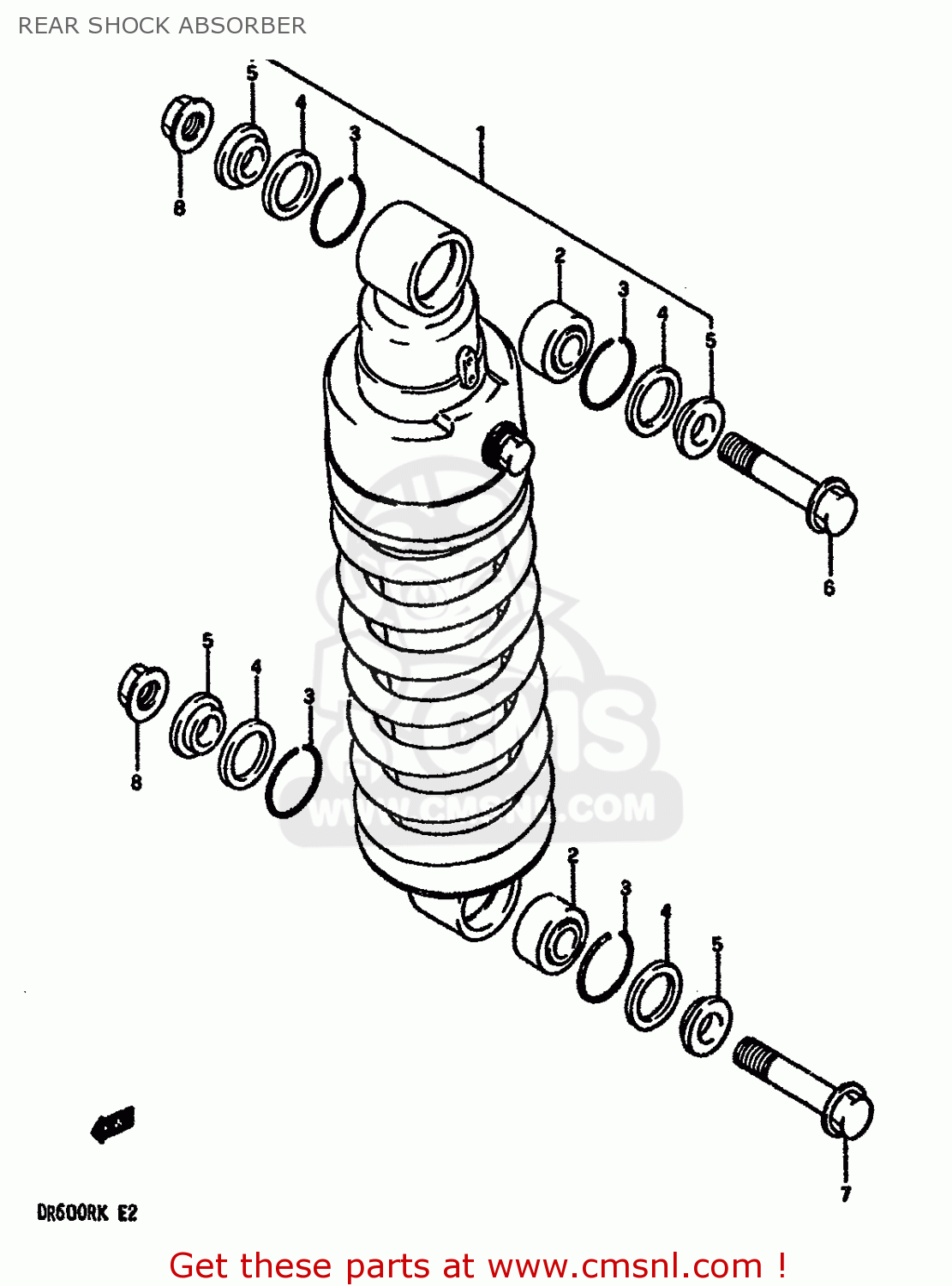 REAR SHOCK ABSORBER DR600R 1988 (J) (E02 E04 E06 E15 E16 E17 E18 E22 E24 E25 E34 E53