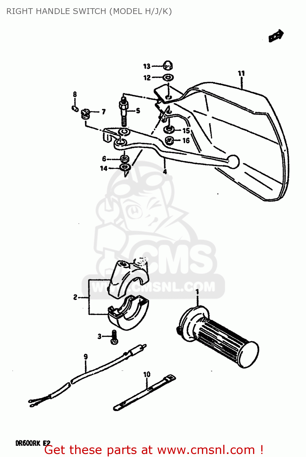 RIGHT HANDLE SWITCH (MODEL H/J/K) DR600R1989 (K)