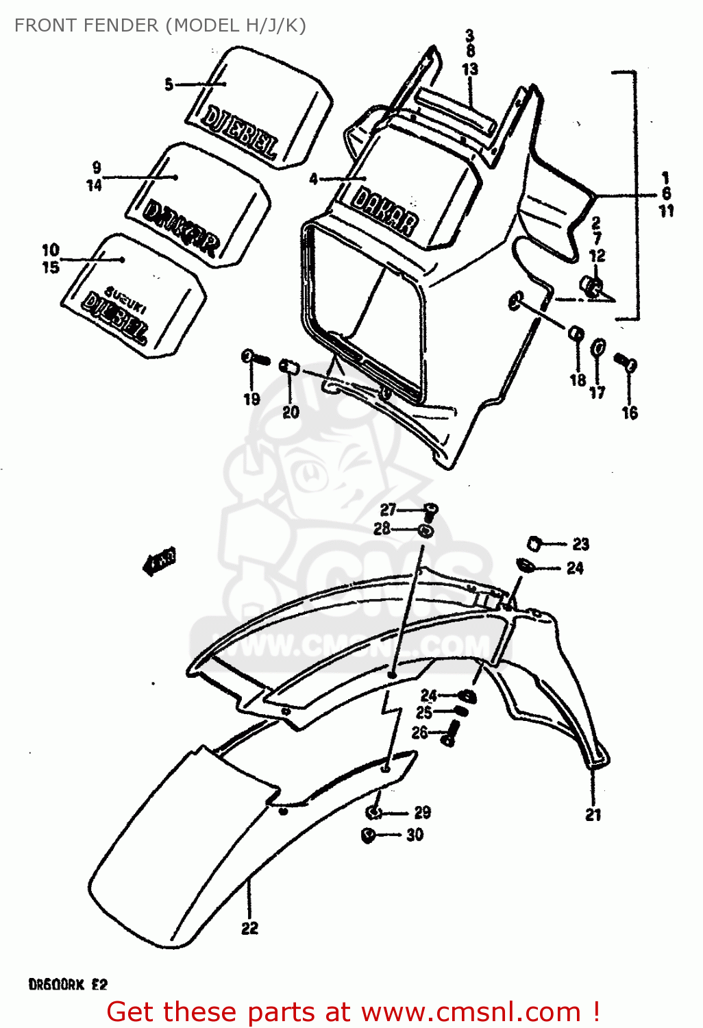 FRONT FENDER (MODEL H/J/K) DR600RU 1987 (H)