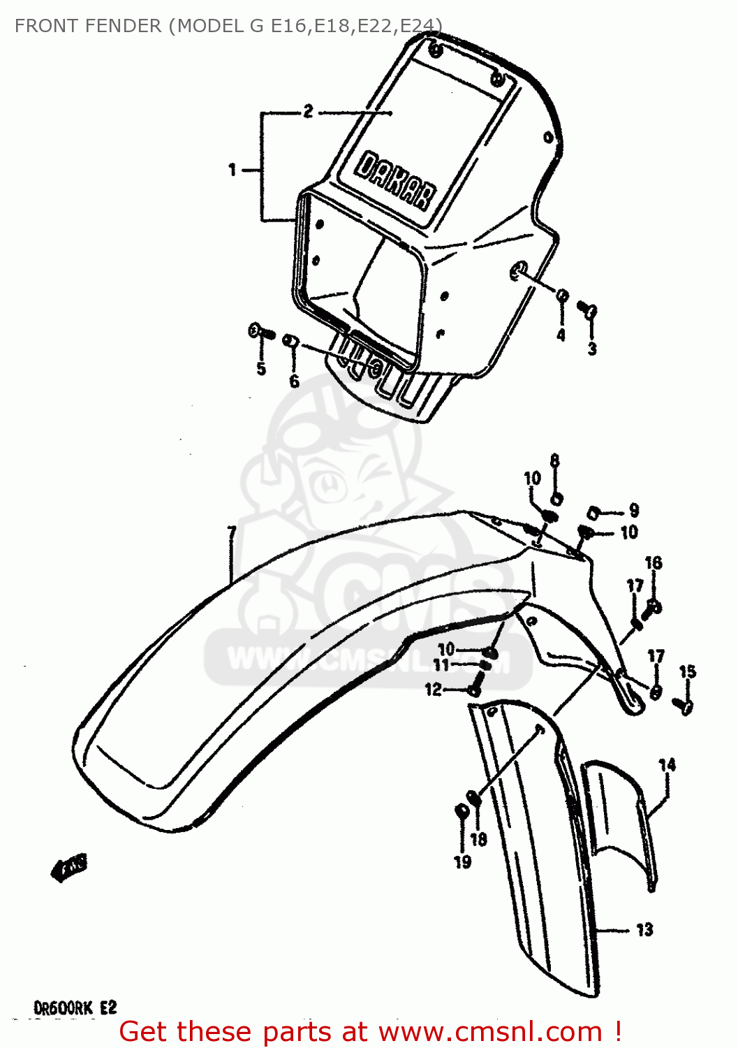 FRONT FENDER (MODEL G E16,E18,E22,E24) DR600RU 1989 (K)