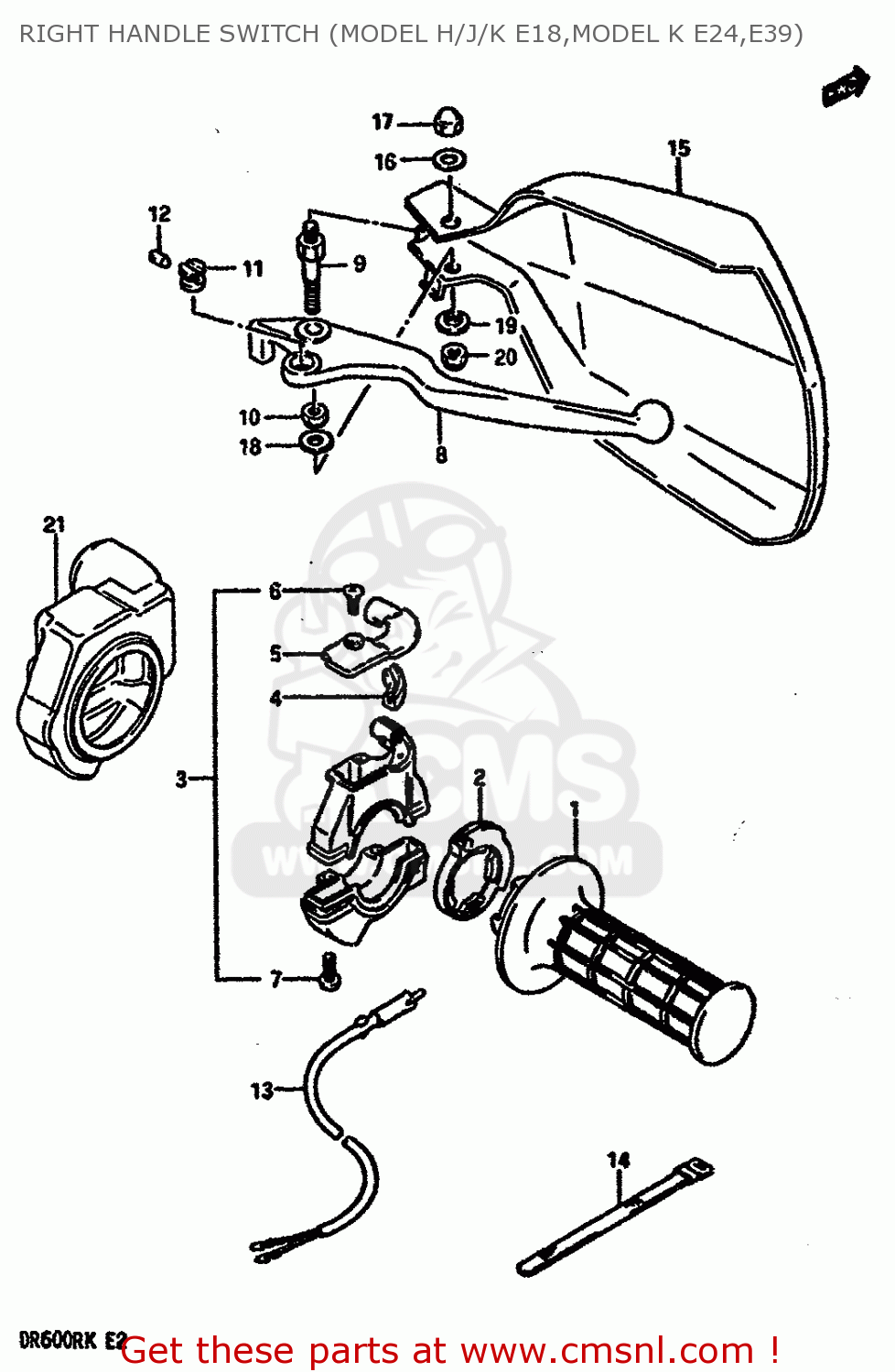 RIGHT HANDLE SWITCH (MODEL H/J/K E18,MODEL K E24,E39) DR600RU 1989 (K)