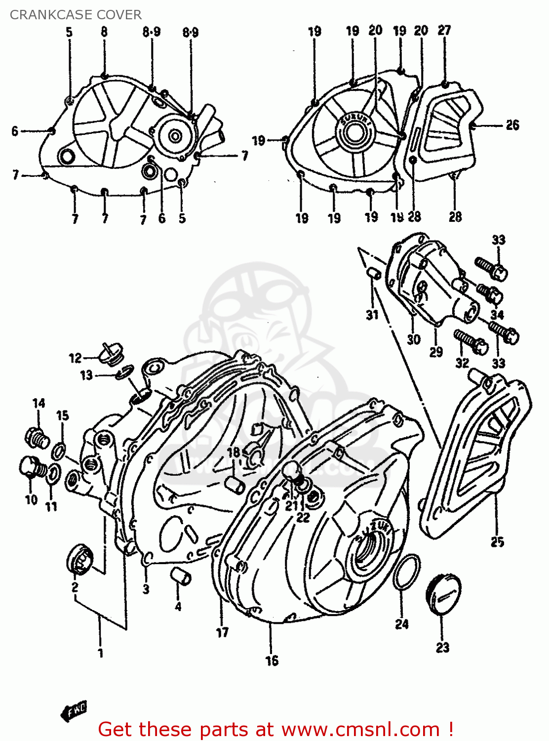 CRANKCASE COVER DR600S 1985 (F) (E01 E02 E04 E06 E15 E16 E17 E18 E21 E22 E24 E25