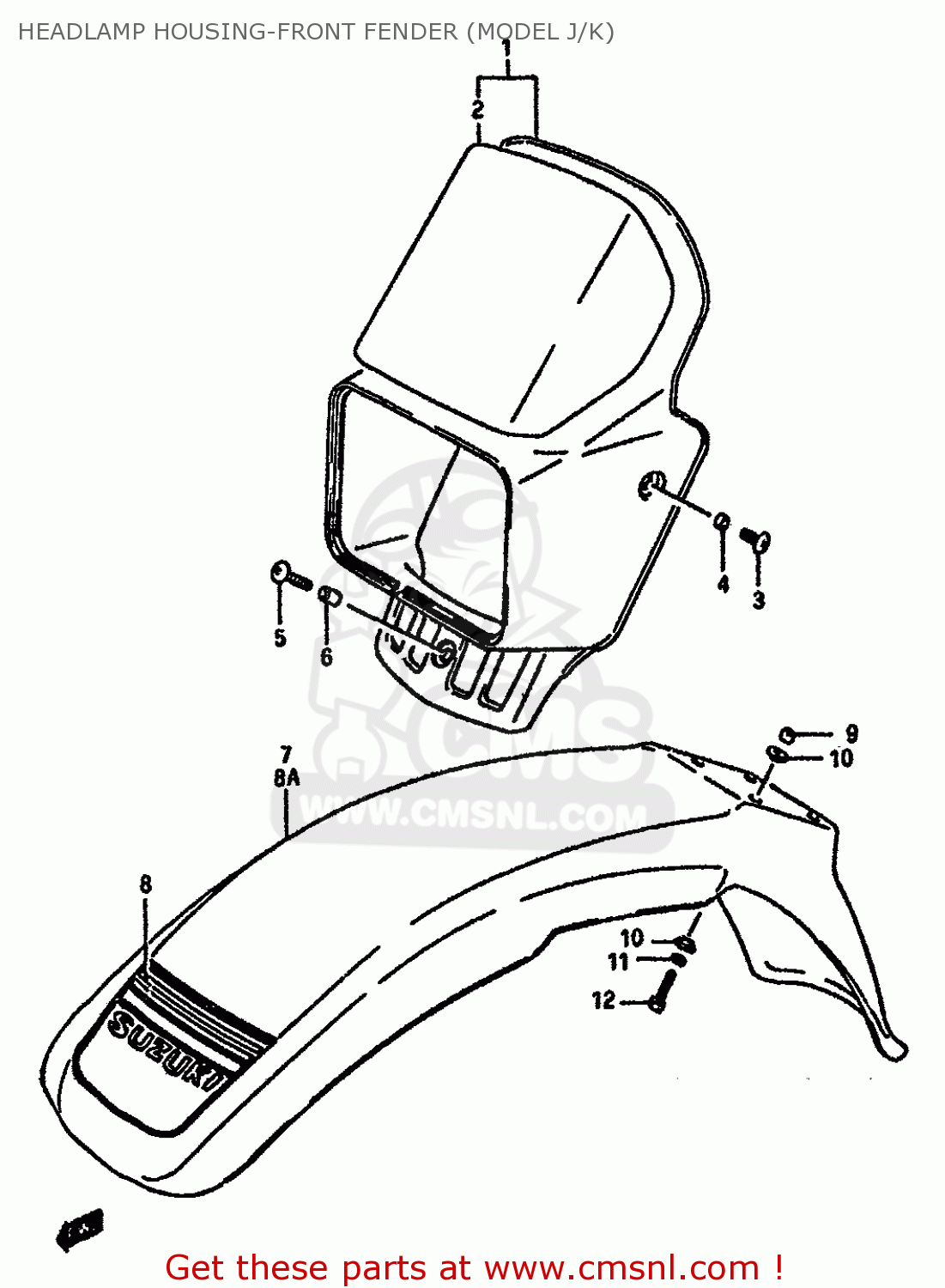 HEADLAMP HOUSING-FRONT FENDER (MODEL J/K) DR600S 1986 (G) (E01 E02 E04 E15 E16 E17 E18 E21 E22 E24 E25 E34