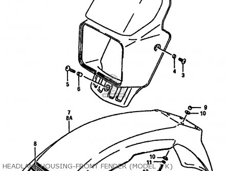 HEADLAMP HOUSING-FRONT FENDER (MODEL J/K) - DR600S 1986 (G) (E01 E02 E04 E15 E16 E17 E18 E21 E22 E24 E25 E34