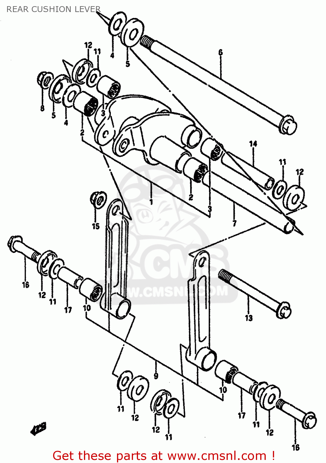 REAR CUSHION LEVER DR600S 1987 (H) (E01 E02 E04 E06 E15 E16 E17 E18 E21 E22 E24 E25
