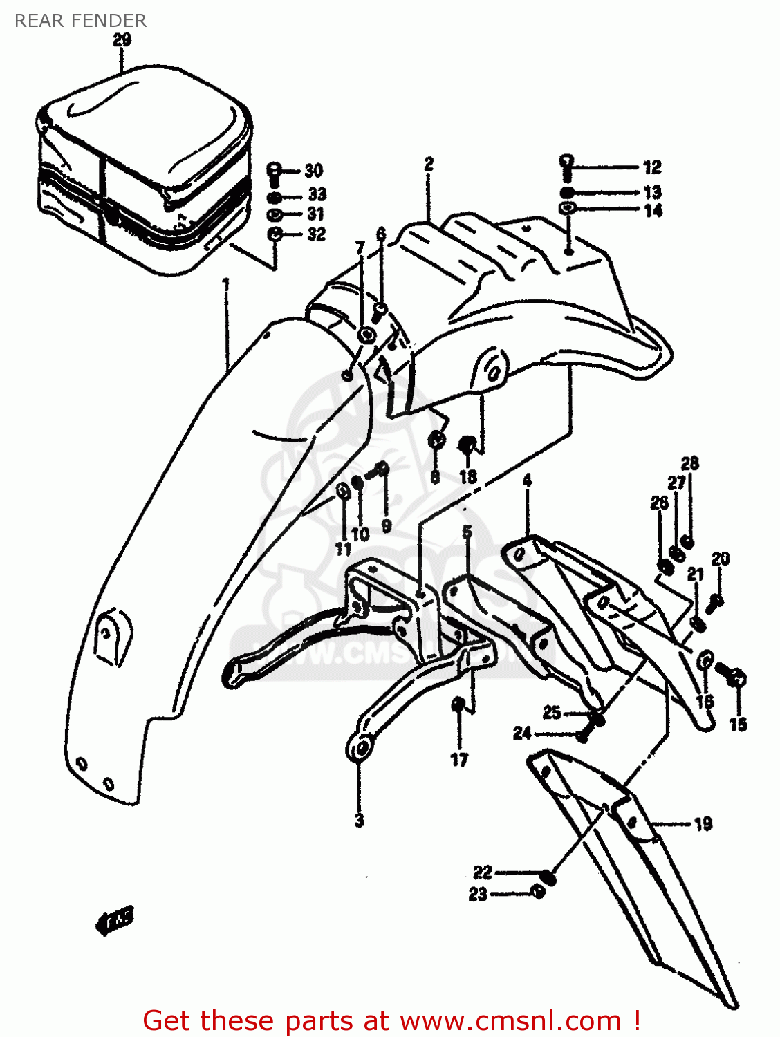 REAR FENDER DR600S 1987 (H) (E01 E02 E04 E06 E15 E16 E17 E18 E21 E22 E24 E25