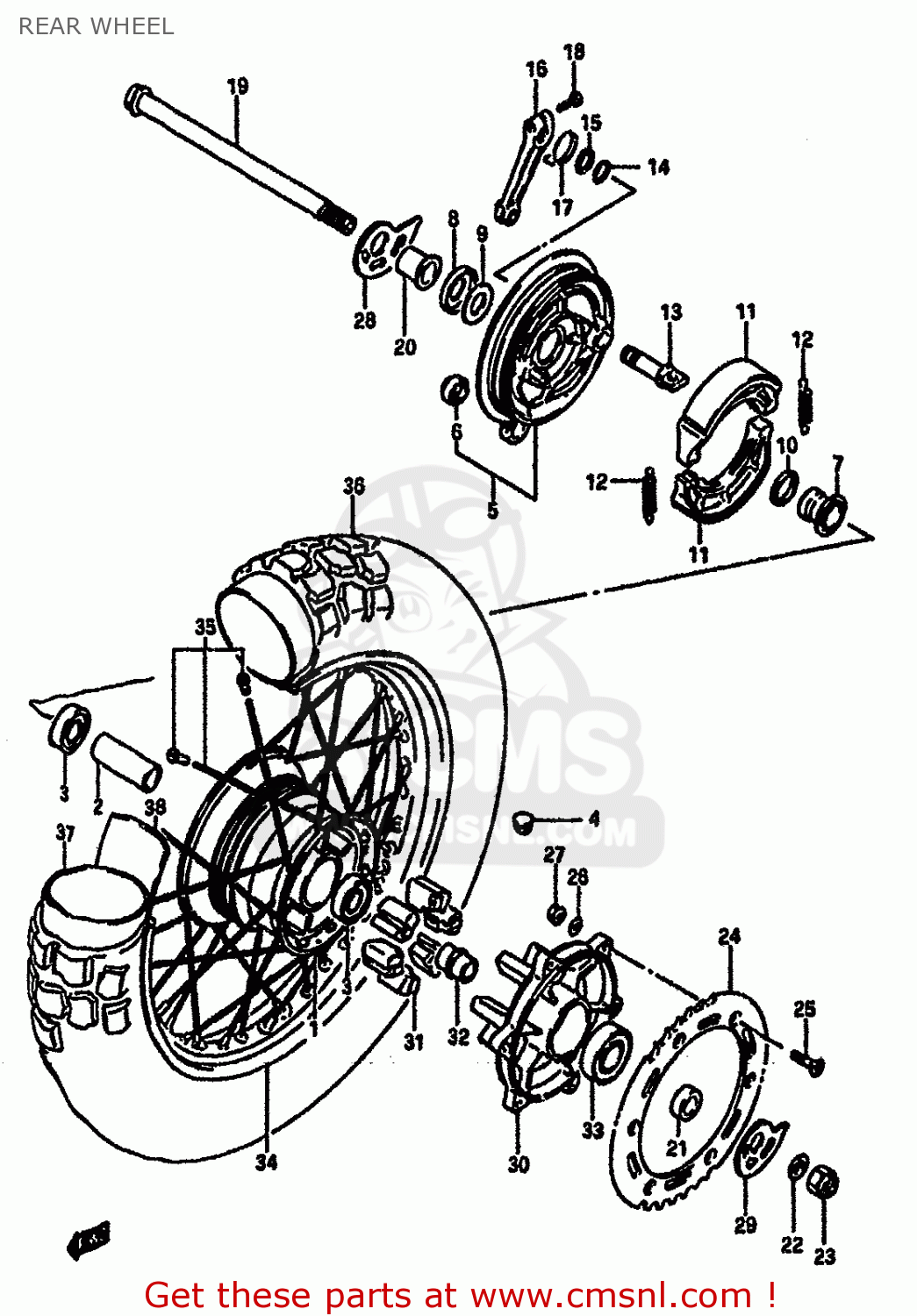 REAR WHEEL DR600S 1987 (H) (E01 E02 E04 E06 E15 E16 E17 E18 E21 E22 E24 E25