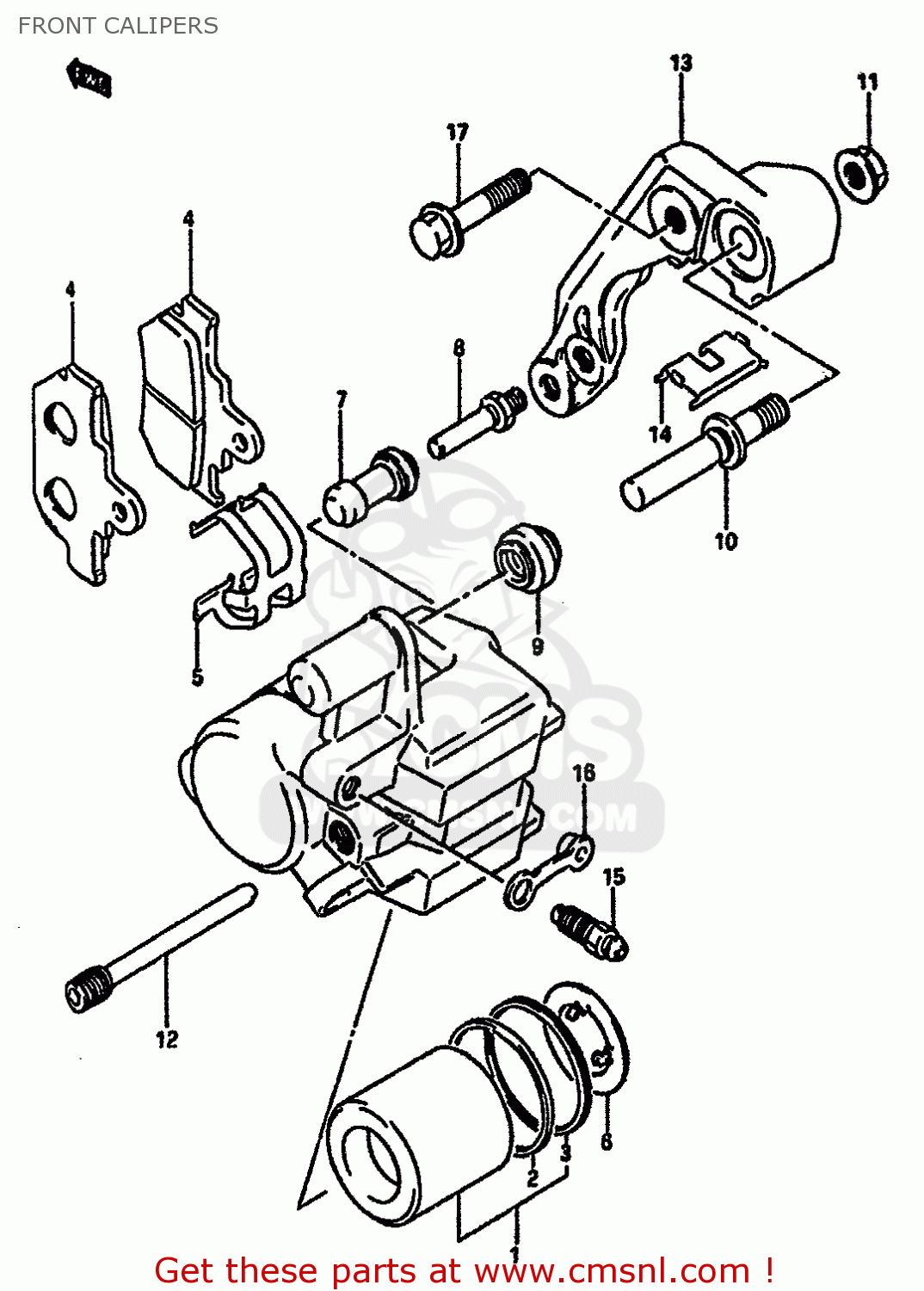 FRONT CALIPERS DR600S 1988 (J) (E02 E04 E15 E16 E17 E18 E21 E22 E34 E53)