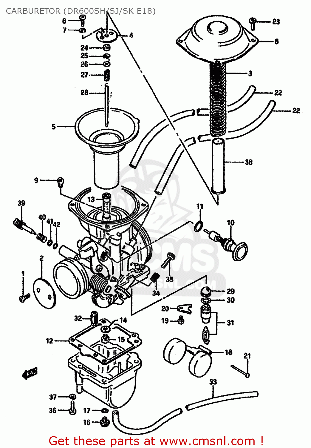 CARBURETOR (DR600SH/SJ/SK E18) DR600S 1989 (K) (E02 E04 E15 E16 E17 E18 E21 E22 E25 E34 E39 E53